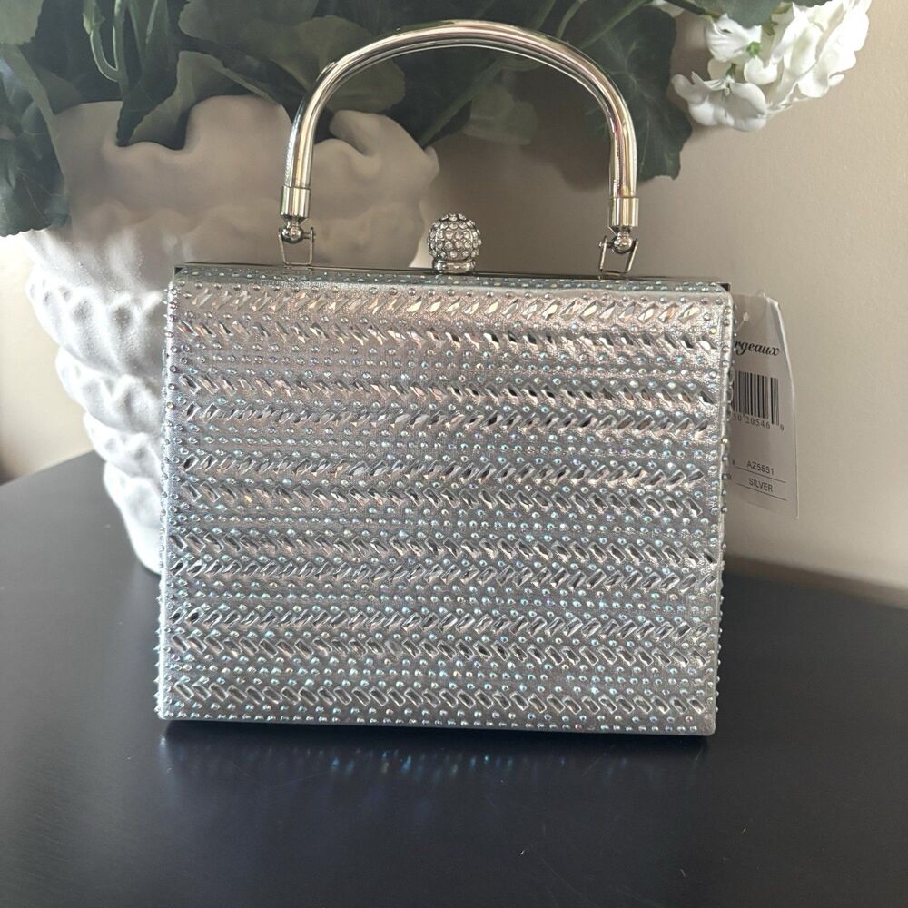 Silver Women’s Evening Clutch Special Occasion Wedding Brand New